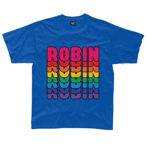 Personalised retro rainbow text kids t-shirt