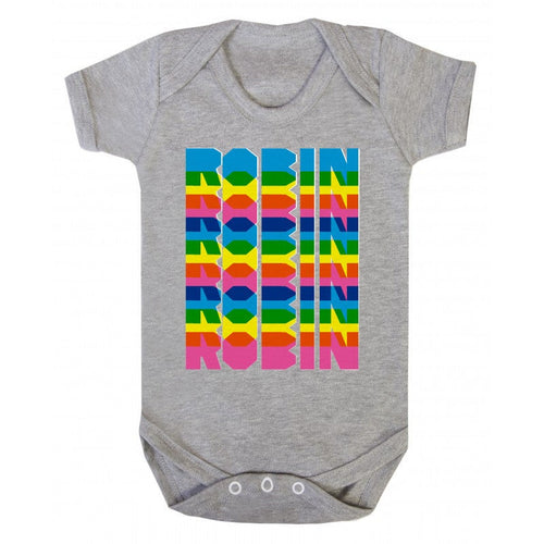 Personalised babygrow / baby onesie retro rainbow design (colour overlap design)