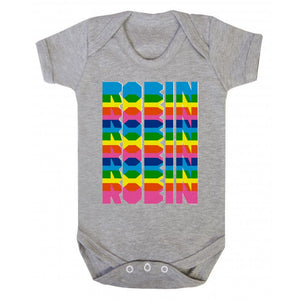 Personalised babygrow / baby onesie retro rainbow design (colour overlap design)