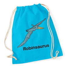 Load image into Gallery viewer, Personalised Pterodactyl Dinosaur Gymsac / Drawstring Bag available in a range of colours