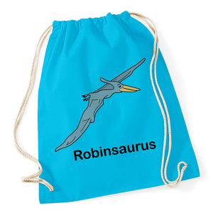 Personalised Pterodactyl Dinosaur Gymsac / Drawstring Bag available in a range of colours