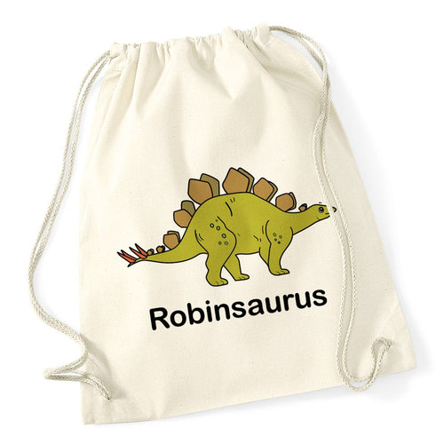 Personalised Stegosaurus Dinosaur Gymsac / Drawstring Bag