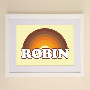 Personalised Brown Retro Rainbow A4, A3 or 50cm x 70cm print