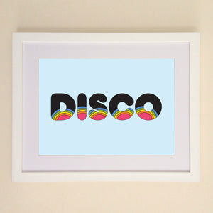 DISCO retro rainbow A4, A3 or 50cm x 70cm print