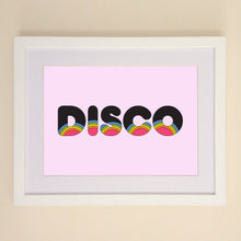 Load image into Gallery viewer, DISCO retro rainbow A4, A3 or 50cm x 70cm print