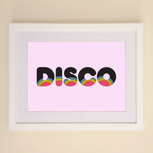 DISCO retro rainbow A4, A3 or 50cm x 70cm print