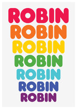 Load image into Gallery viewer, Personalised rainbow dunkin donuts style typeface A4, A3 or 50cm x 70cm print