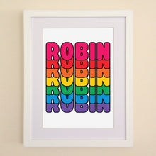 Load image into Gallery viewer, Personalised rainbow sesame street A4, A3 or 50cm x 70cm print