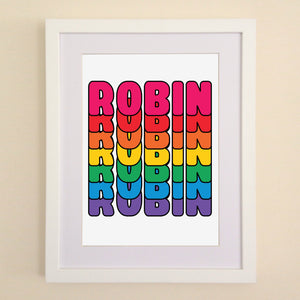 Personalised rainbow sesame street A4, A3 or 50cm x 70cm print