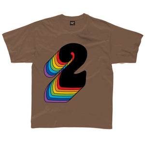 Second Birthday 2 T-Shirt With Rainbow Drop Shadow available in a range of colours