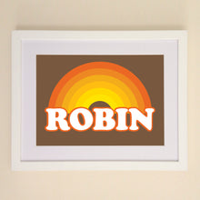 Load image into Gallery viewer, Personalised Orange Retro Rainbow A4, A3 or 50cm x 70cm print