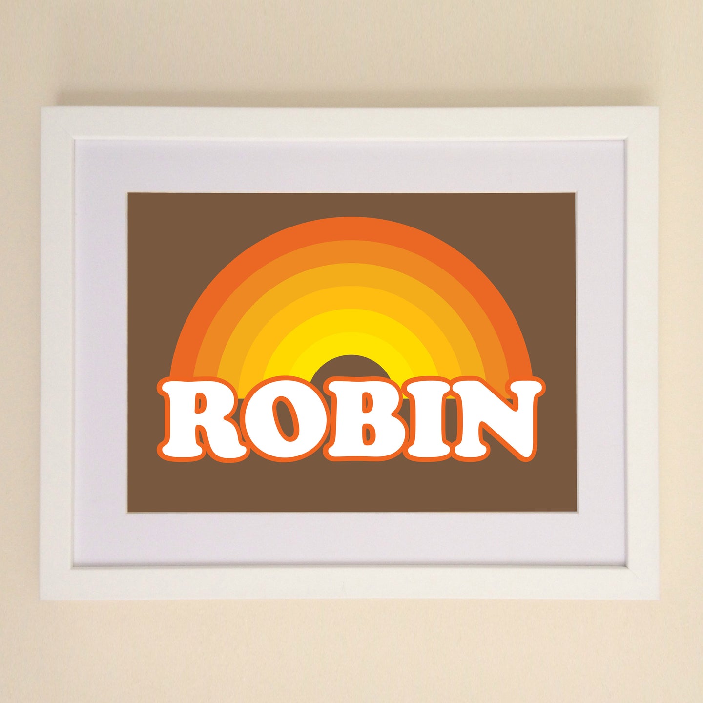 Personalised Orange Retro Rainbow A4, A3 or 50cm x 70cm print