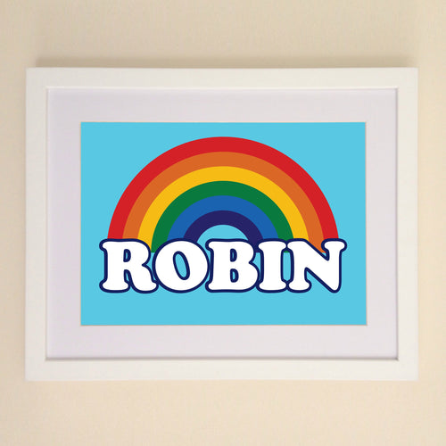 Personalised Retro Rainbow A4, A3 or 50cm x 70cm print