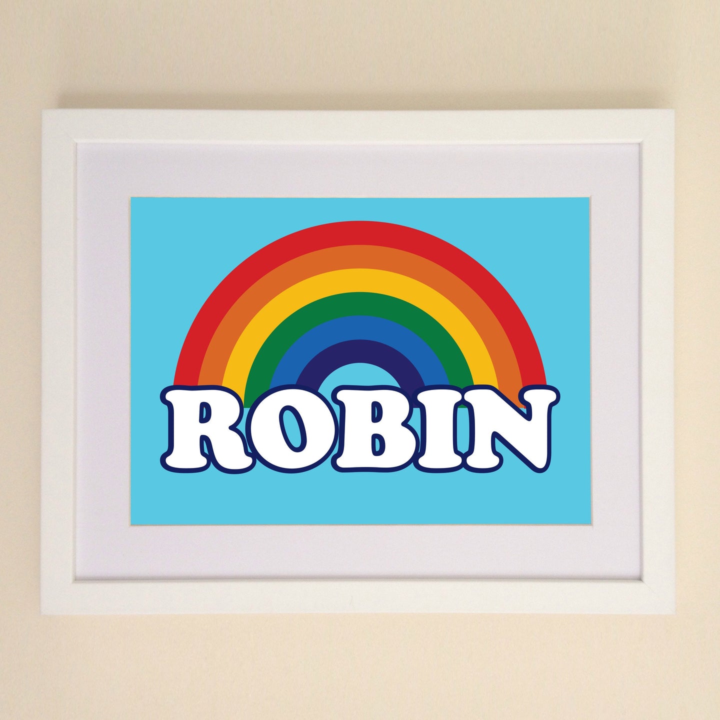 Personalised Retro Rainbow A4, A3 or 50cm x 70cm print