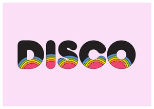 DISCO retro rainbow A4, A3 or 50cm x 70cm print