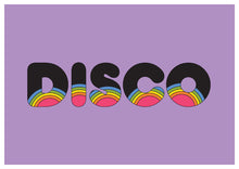 Load image into Gallery viewer, DISCO retro rainbow A4, A3 or 50cm x 70cm print