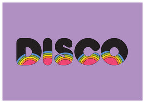 DISCO retro rainbow A4, A3 or 50cm x 70cm print