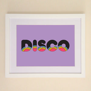 DISCO retro rainbow A4, A3 or 50cm x 70cm print