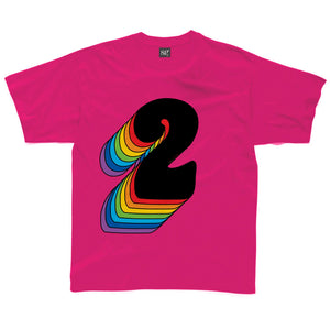 Second Birthday 2 T-Shirt With Rainbow Drop Shadow available in a range of colours