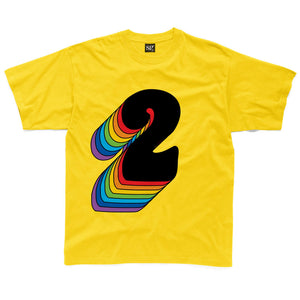 Second Birthday 2 T-Shirt With Rainbow Drop Shadow available in a range of colours