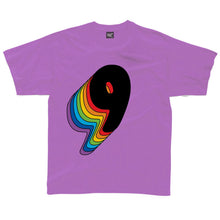 Load image into Gallery viewer, Ninth Birthday Nine T-Shirt With Rainbow Drop Shadow