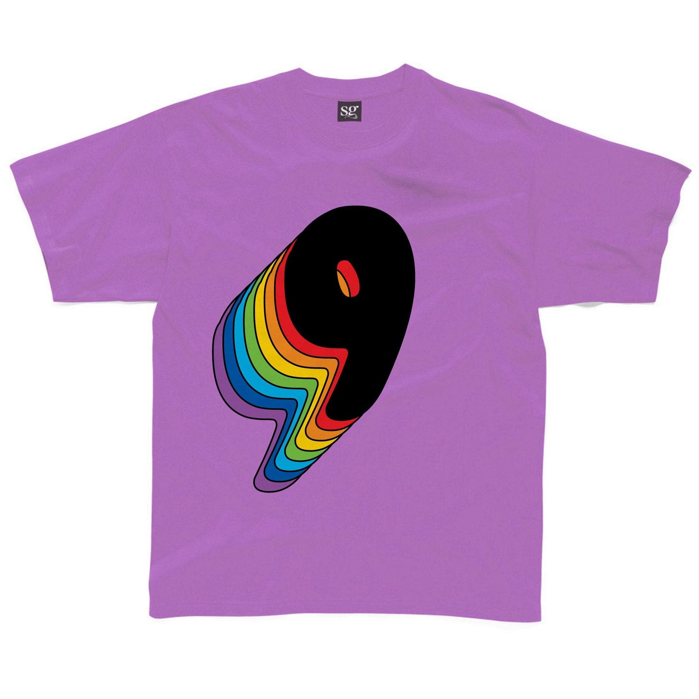 Ninth Birthday Nine T-Shirt With Rainbow Drop Shadow