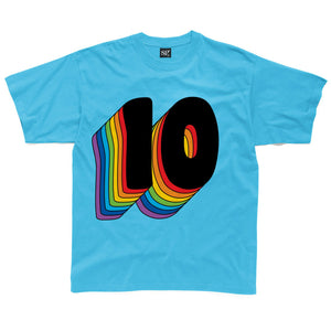 Tenth Birthday Ten T-Shirt With Rainbow Drop Shadow available in a range of colours