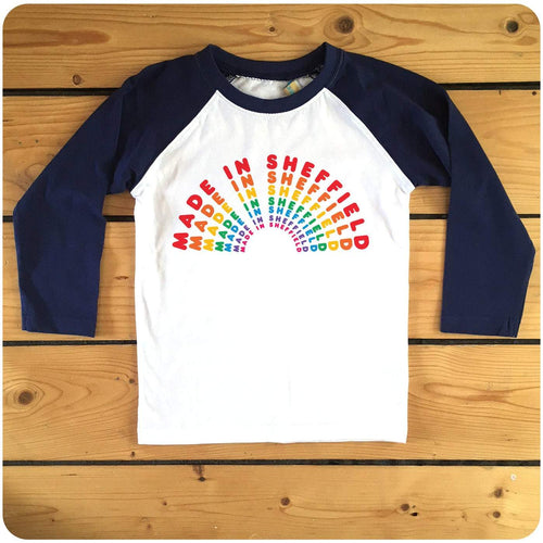 Made In Sheffield Rainbow Raglan Baseball T-shirt