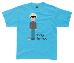 8-Bit Andy Warhol Turquoise T-Shirt (Pop Art)