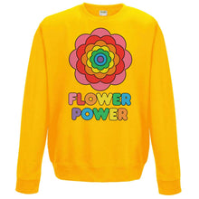 Load image into Gallery viewer, Flower Power Adult Sweatshirt in yellow or grey