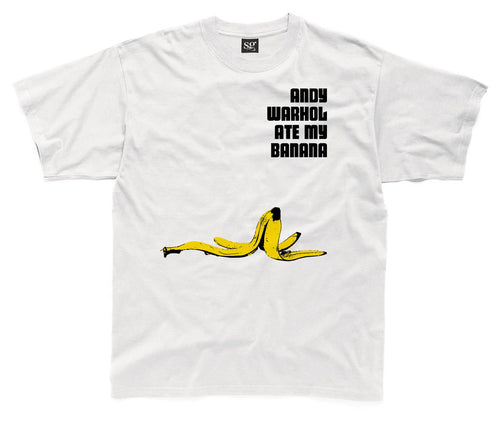 Andy Warhol Ate My Banana White T-Shirt (Velvet Underground & Nico, Pop Art)