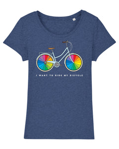 I Want To Ride My Bicycle Women's T-Shirt available in a variety of colours