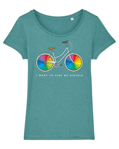 I Want To Ride My Bicycle Women's T-Shirt available in a variety of colours