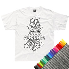 Load image into Gallery viewer, Jump Around Colour-In T-Shirt (fabric pens optional)