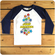 Load image into Gallery viewer, Jump Around 5-6 navy raglan (SALE ITEM)