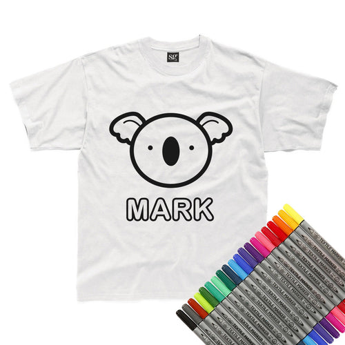 Personalised Colour-In Koala T-Shirt (fabric pens optional)