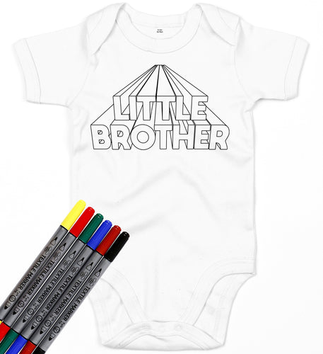 Little Brother White Colour-In Babygrow / Bodysuit (fabric pens optional)