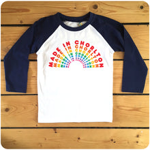 Load image into Gallery viewer, Made In Chorlton Rainbow Raglan Baseball T-shirt