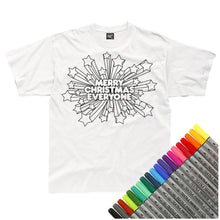 Load image into Gallery viewer, Merry Christmas Everyone Colour-In T-Shirt (fabric pens optional)
