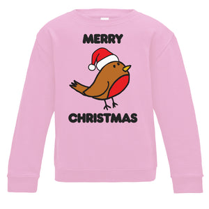 Merry Christmas Robin Kids Sweatshirt