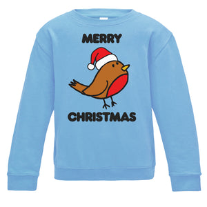 Merry Christmas Robin Kids Sweatshirt