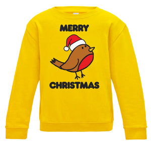 Merry Christmas Robin Adults Sweatshirt available in a range of colours