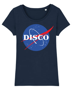 Space Disco Women's T-Shirt available in grey or navy