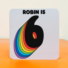 Load image into Gallery viewer, Personalised Retro Rainbow Drop-Shadow Number Birthday Card