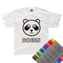 Load image into Gallery viewer, Personalised Colour-In Panda T-Shirt (fabric pens optional)