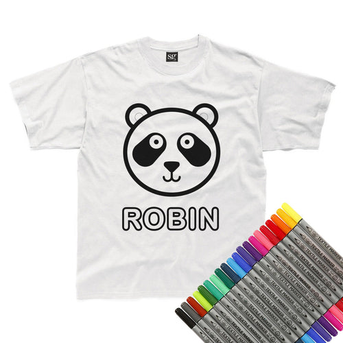 Personalised Colour-In Panda T-Shirt (fabric pens optional)