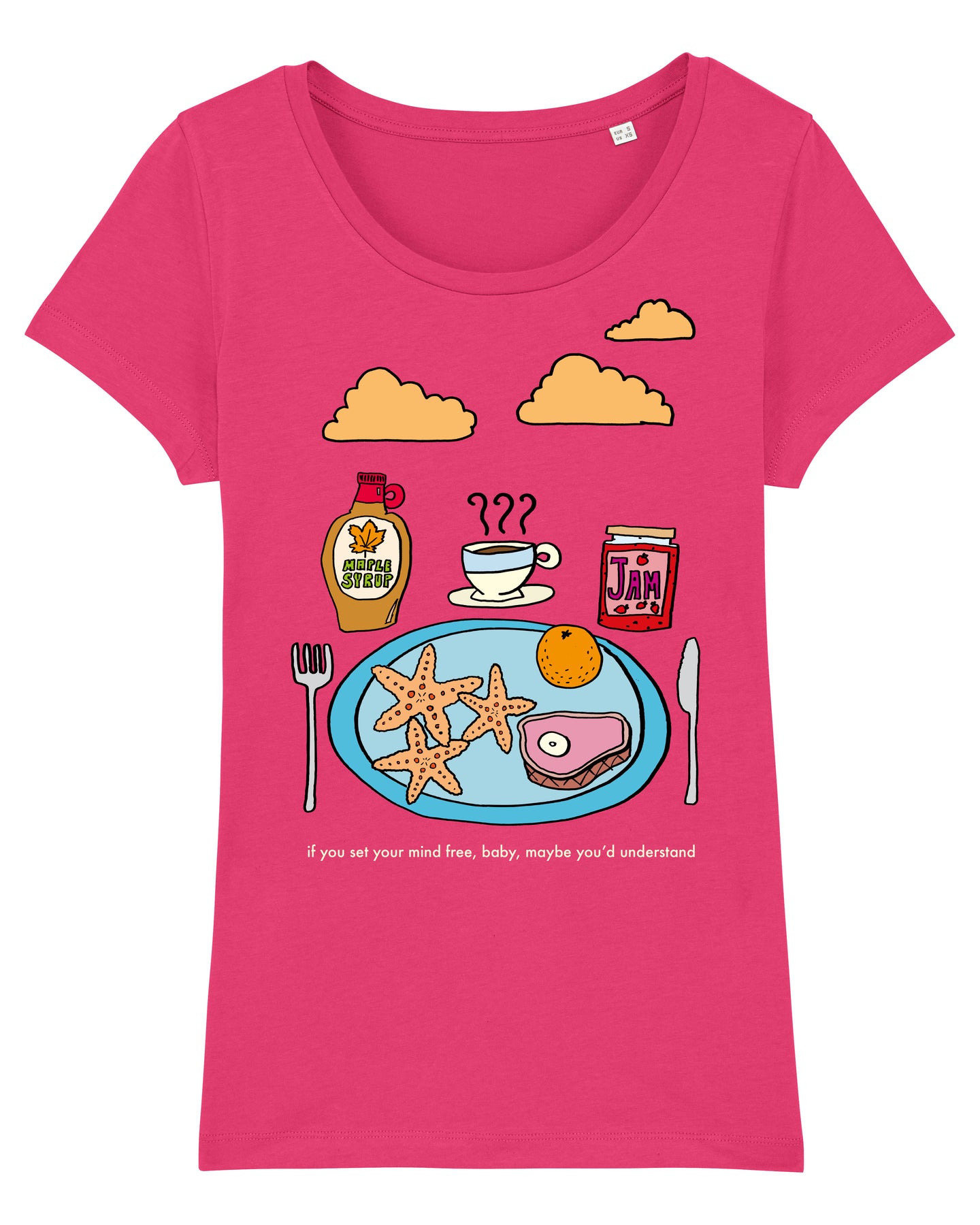 Starfish & Coffee Women's T-Shirt available in grey or raspberry