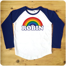 Load image into Gallery viewer, Personalised Retro Rainbow Raglan Baseball Men&#39;s T-Shirt