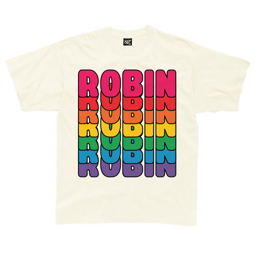 Personalised retro rainbow text kids t-shirt