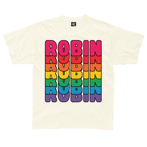 Personalised retro rainbow text kids t-shirt